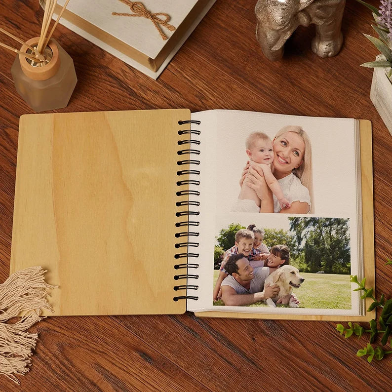 Personalised Monogram and Sentiment Wooden Photo Album Engraved Gift Scrapbook ukgiftstoreonline