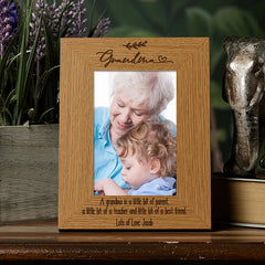 Grandma Photo Picture Frame Personalised Gift Portrait With Leaf Design