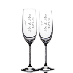 ukgiftstoreonline Personalised Pair of Crystal Filled Champagne Flutes Wedding Day CRCHAMP-2