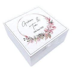 ukgiftstoreonline Personalised Wedding Vintage Wooden Box Gift With Floral Theme Keepsake Boxes ukgiftstoreonline