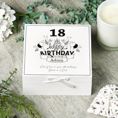 ukgiftstoreonline Personalised 18th Birthday Vintage Wooden Box Keepsake Gift Elements