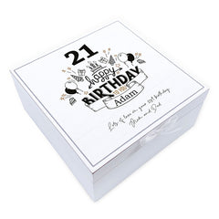 ukgiftstoreonline Personalised 21st Birthday Vintage Wooden Box Keepsake Gift Elements