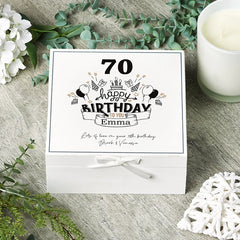 ukgiftstoreonline Personalised 70th Birthday Vintage Wooden Box Keepsake Gift Elements Keepsake Boxes ukgiftstoreonline