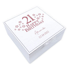 ukgiftstoreonline Personalised Any Age Birthday Vintage Wooden Box Keepsake Gift Stars