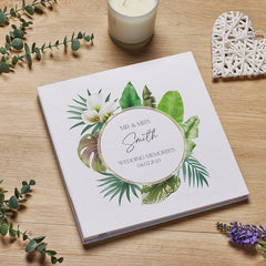 Personalised Wedding Day Large Photo Album Linen Cover Rainforest Theme