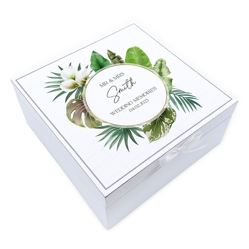 ukgiftstoreonline Personalised Wedding Vintage Wooden Keepsake Box Gift Rainforest Theme Keepsake Boxes ukgiftstoreonline
