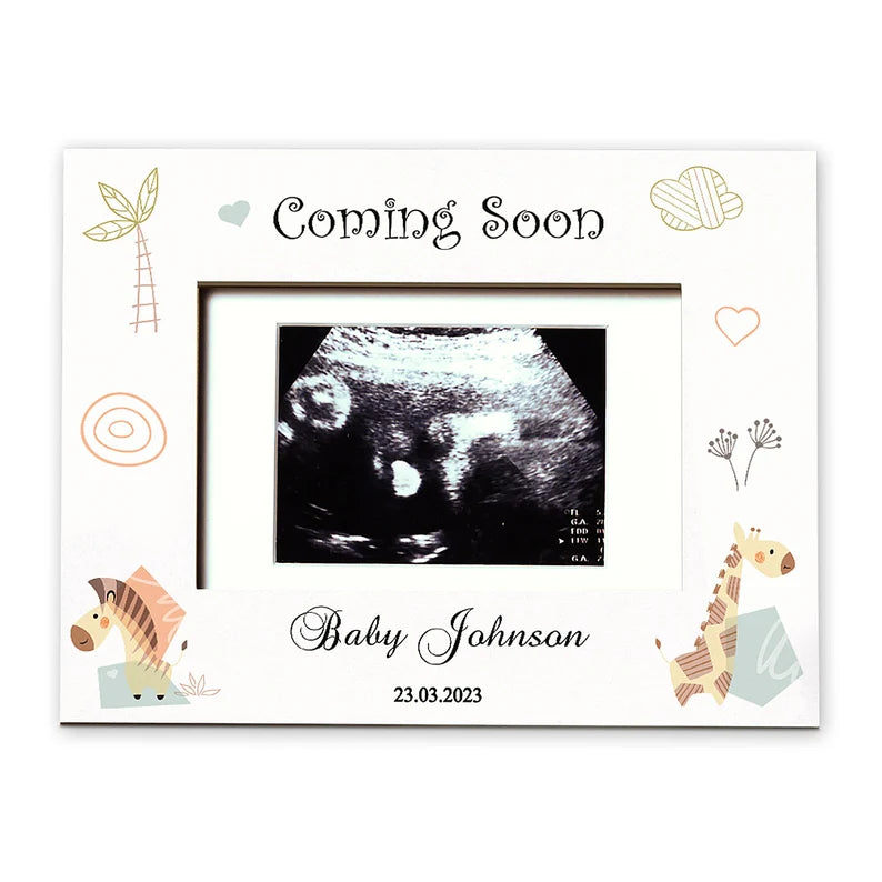 Personalised Pregnancy announcement Baby Scan Photo Frame Gift Coming Soon