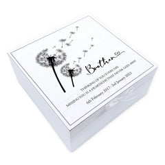 ukgiftstoreonline Personalised Brother Memorial Remembrance Vintage Wooden Keepsake Box With Dandelions Keepsake Boxes ukgiftstoreonline