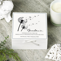 ukgiftstoreonline Personalised Grandma Memorial Remembrance Vintage Wooden Keepsake Box With Dandelions Keepsake Boxes ukgiftstoreonline