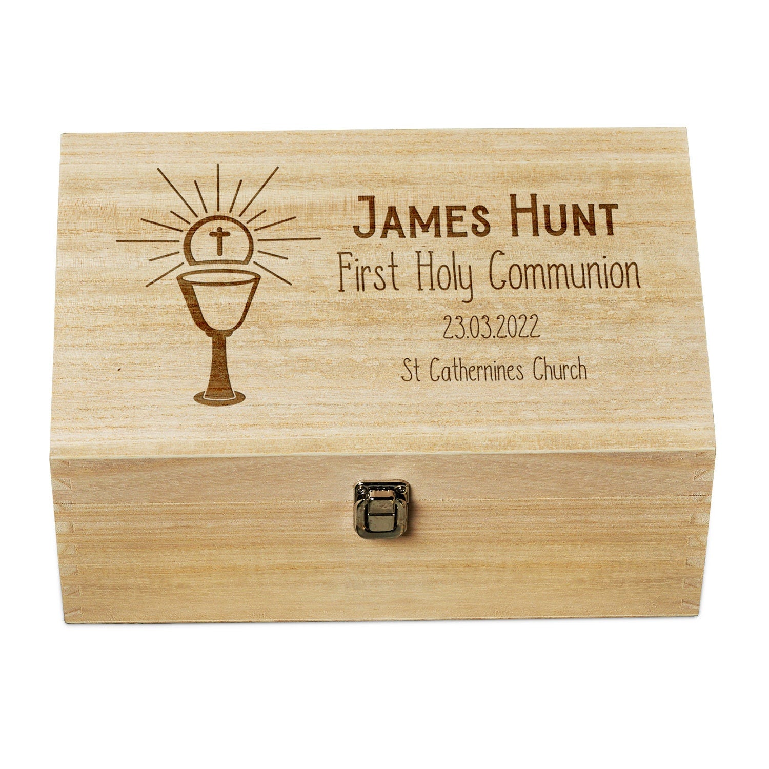 Personalised Communion Memory Keepsake Box With Holy Host