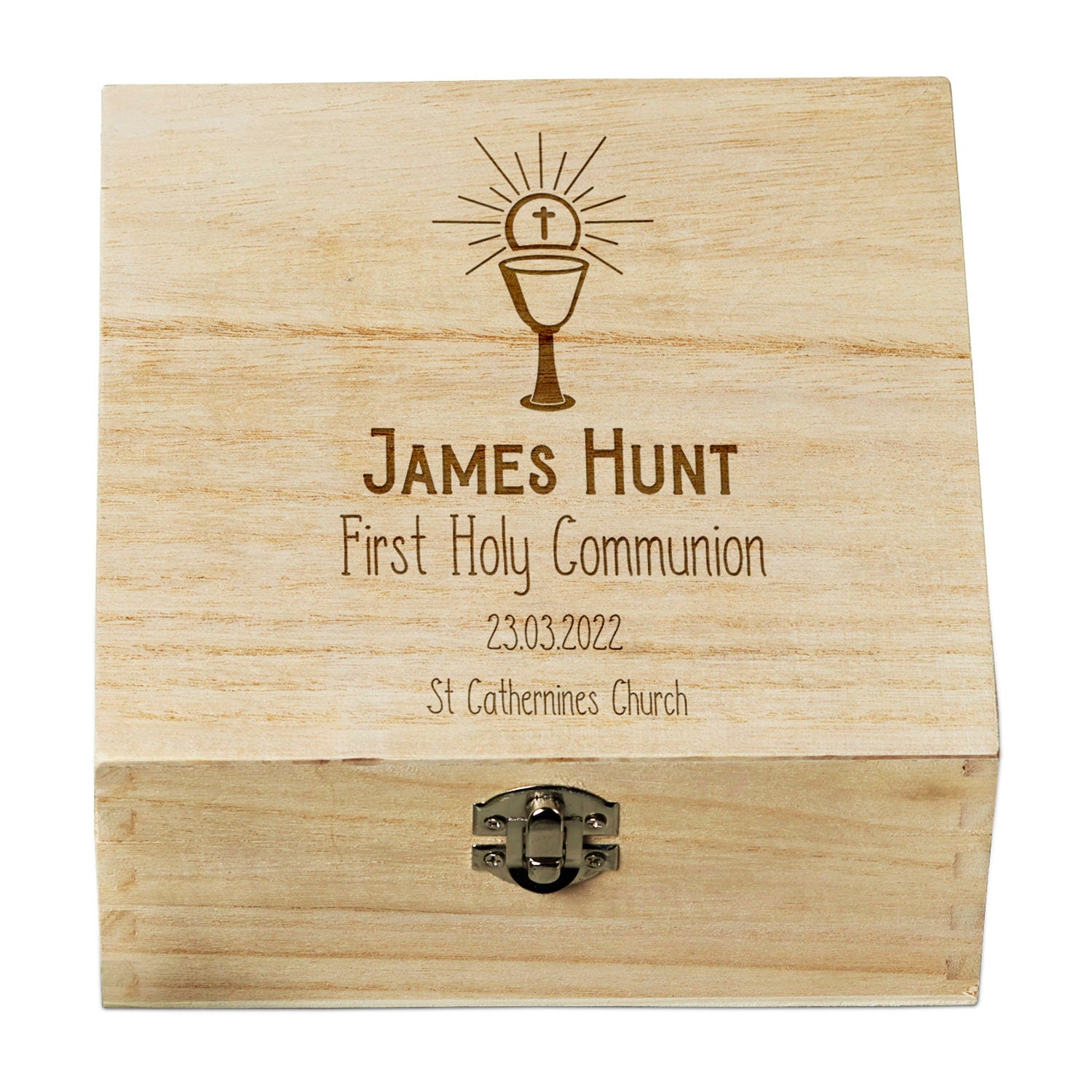 Personalised Communion Keepsake Memory Box With Holy Host