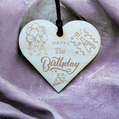 21st Birthday Wooden Hanging Heart Wedding Plaque Gift