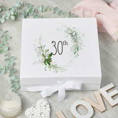 Personalised 30th Birthday Keepsake Box Gift With Botanical Design