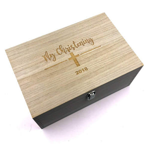 Large Wooden Christening Keepsake Memories Box Gift - ukgiftstoreonline