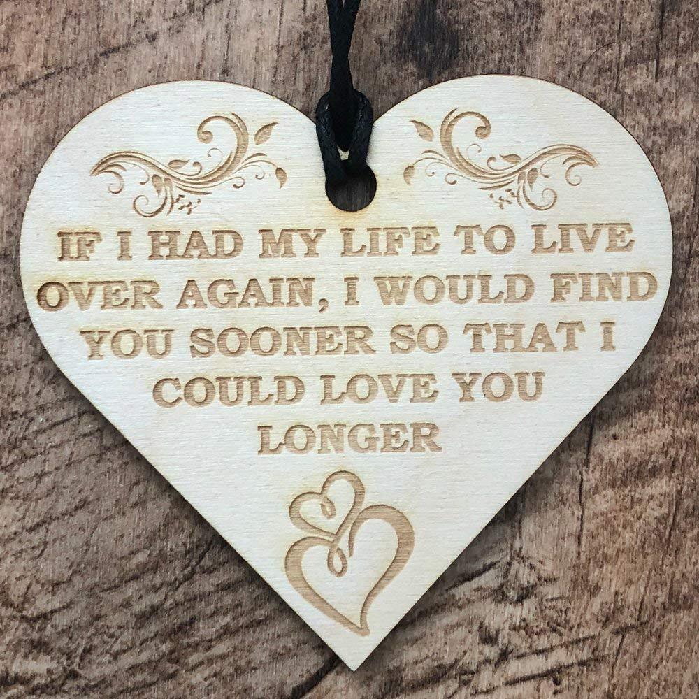 Love You Longer Anniversary Heart Wooden Plaque Gift - ukgiftstoreonline