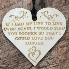 Love You Longer Anniversary Heart Wooden Plaque Gift - ukgiftstoreonline