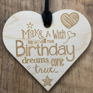 Make A Wish & Let All Your Birthday Dreams Come True Wooden Plaque Gift - ukgiftstoreonline