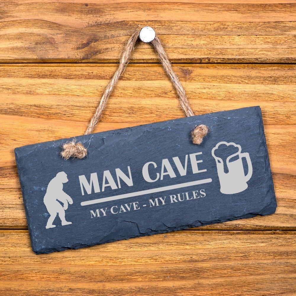Man Cave My Rules hanging slate gift for him - ukgiftstoreonline