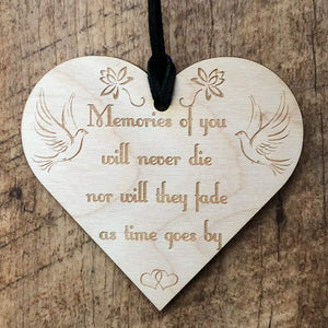 Memories Of You Remembrance Heart Wooden Plaque Gift - ukgiftstoreonline