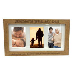 Moments With Dad Wooden Triple picture photo frame 6" x 4" - ukgiftstoreonline