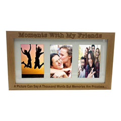 Moments With My Friends Wooden Triple picture photo frame 6" x 4" - ukgiftstoreonline