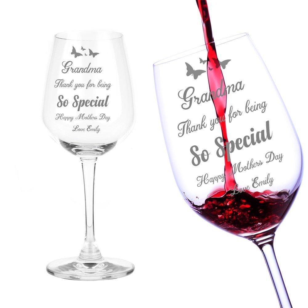 Mothers Day Grandma Gift Personalised Engraved Wine Glass - ukgiftstoreonline