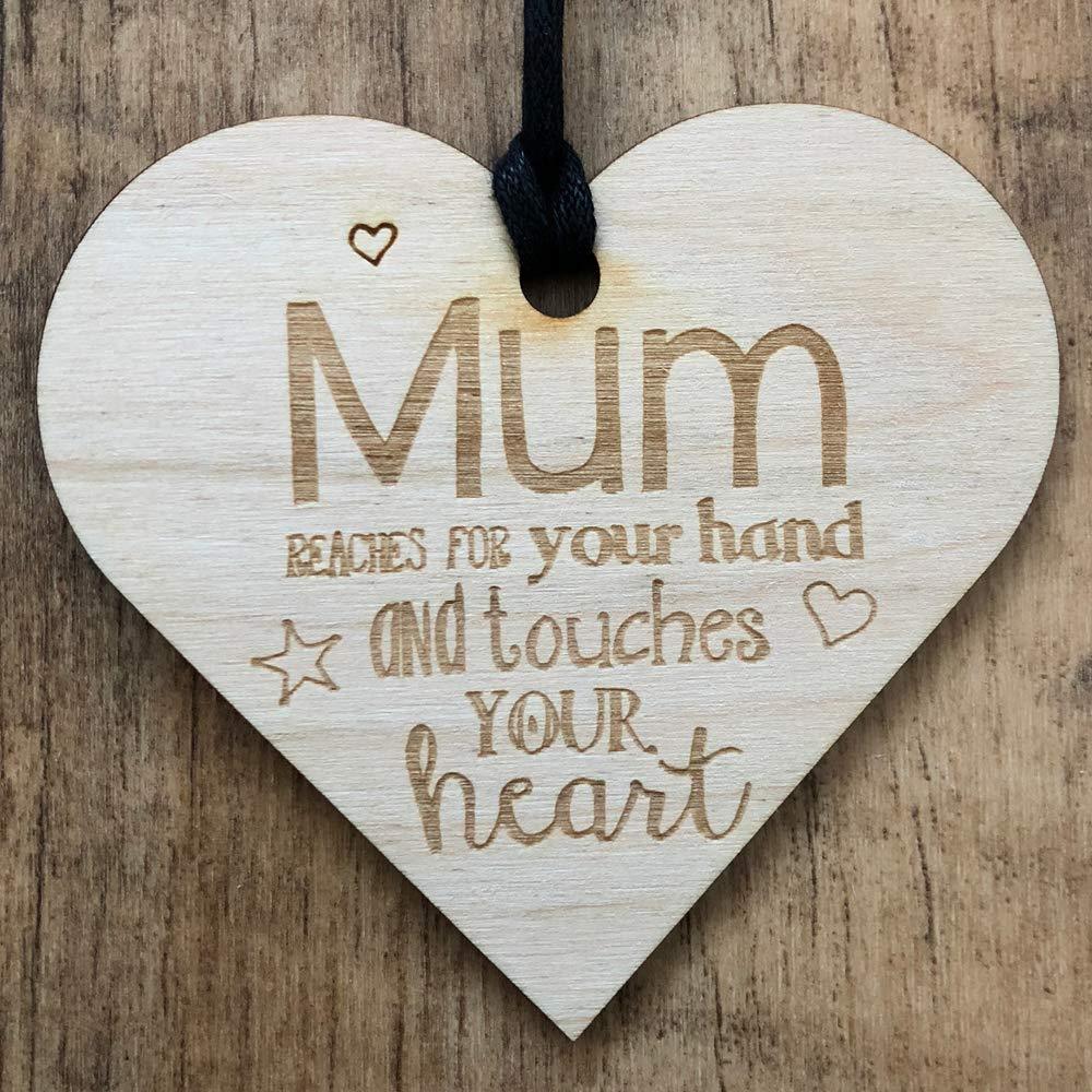 Mum reaches you hand touches your heart Wooden Plaque Gift - ukgiftstoreonline