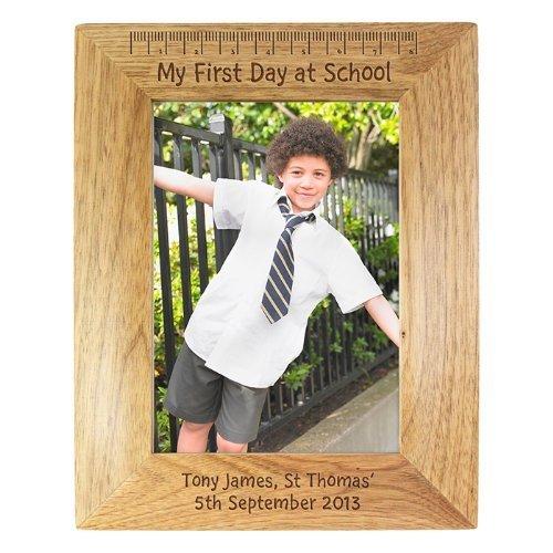 My First Day At School 6x4 Oak Frame Back, to, School - ukgiftstoreonline