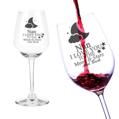 Nan Gift I Love You To The Moon Engraved Wine Glass - ukgiftstoreonline