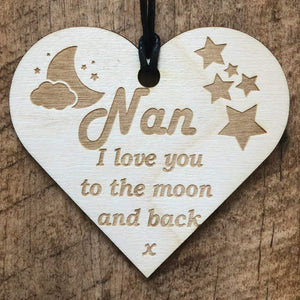 Nan I Love You To The Moon Wooden Plaque Gift - ukgiftstoreonline