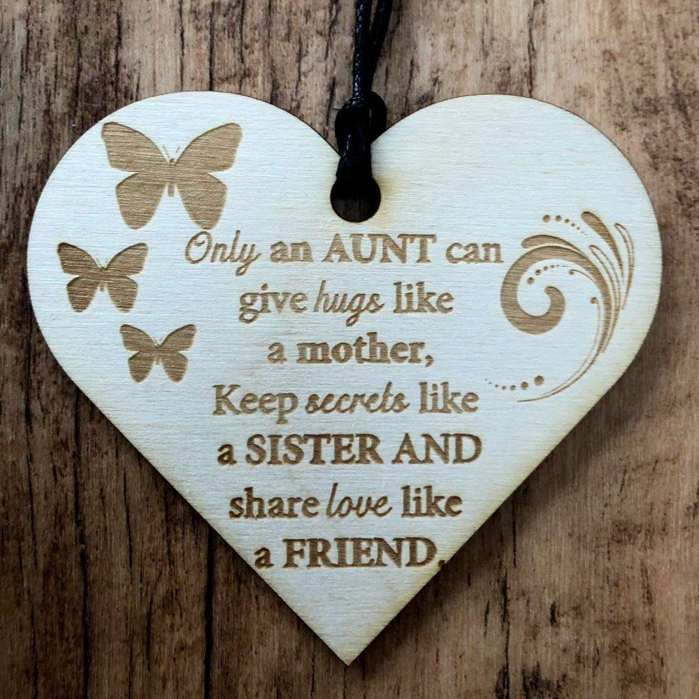 Only An Aunt Wooden Hanging Heart Auntie Plaque Gift - ukgiftstoreonline