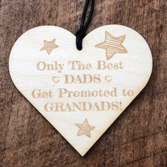 Only The Best Dads Get Promoted To Grandads Hanging Heart Plaque Gift - ukgiftstoreonline