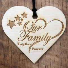 Our Family Together Forever Hanging Heart Plaque Gift - ukgiftstoreonline