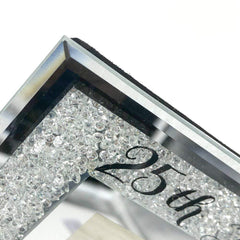 Personalised 25th Silver Wedding Anniversary Crystal Border Photo Frame - ukgiftstoreonline