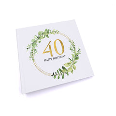 Personalised 40th Birthday Gift for her Photo Album Gold Wreath Design