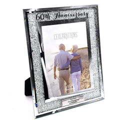 Personalised 60th Diamond Anniversary Crystal Border Photo Frame Gift - ukgiftstoreonline