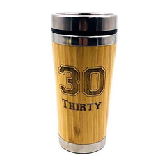 Personalised Any Age 18th, 21st, 30th, 40th, 50th, 60th, 70th, 80th Birthday Reusable Sustainable Bamboo Travel Mug - ukgiftstoreonline