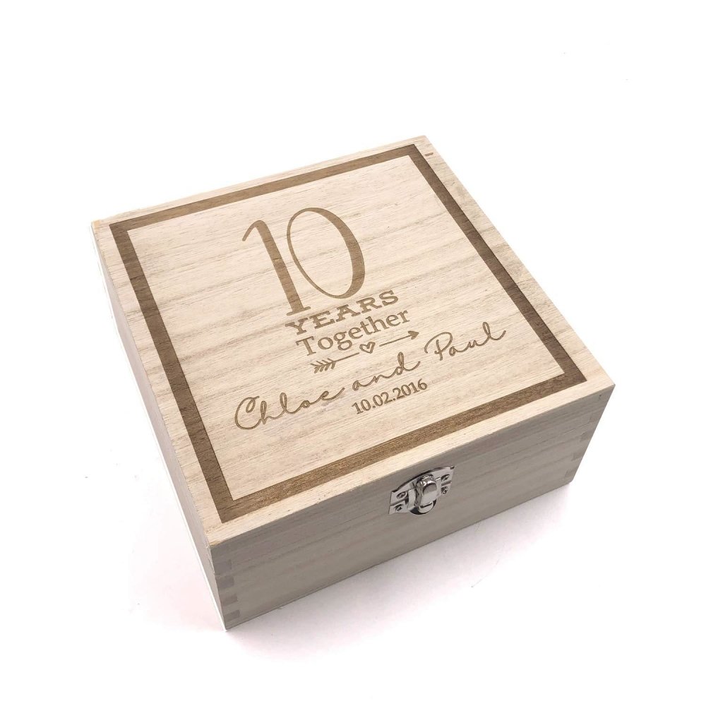 Personalised Any Anniversary Engraved Wooden Keepsake Box Gift 5th, 10th, 25th, 30th, 40th, 50th, 60th - ukgiftstoreonline