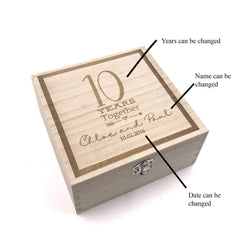 Personalised Any Anniversary Engraved Wooden Keepsake Box Gift 5th, 10th, 25th, 30th, 40th, 50th, 60th - ukgiftstoreonline