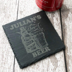 Personalised Any Name Stone Slate Beer Coaster Gift - ukgiftstoreonline