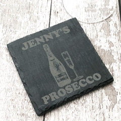 Personalised Any Name Stone Slate Prosecco Coaster Gift - ukgiftstoreonline
