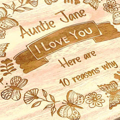 Personalised Auntie Gift 10 Reasons why I Love You Wooden Box and Hearts - ukgiftstoreonline