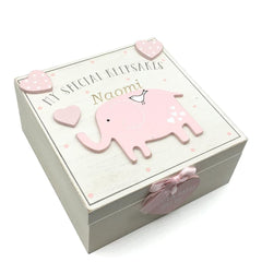 Personalised Baby Girl wooden Memories Keepsake Box Vintage Style - ukgiftstoreonline