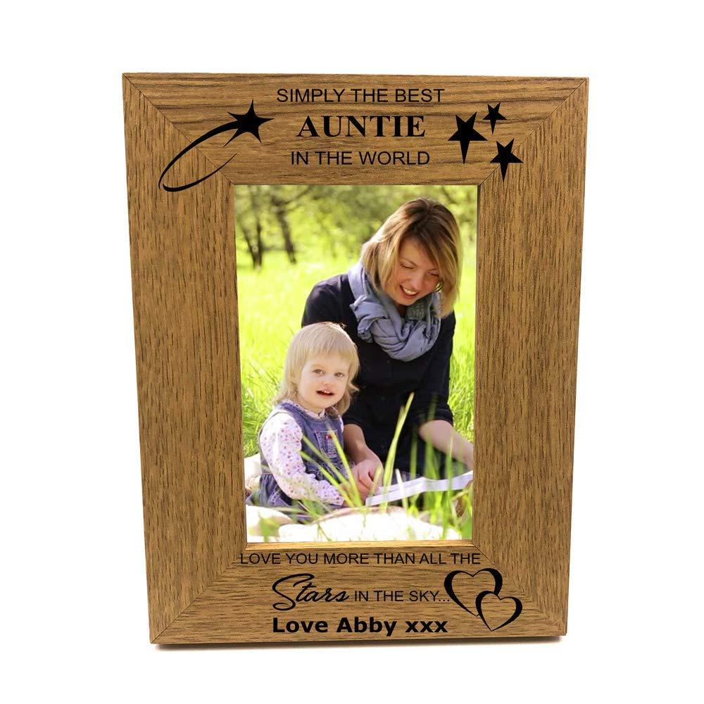 Personalised Best Auntie Portrait Wooden Photo Frame Gift - ukgiftstoreonline