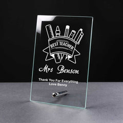 Personalised Best Teacher Thank You Gift Glass Plaque - ukgiftstoreonline