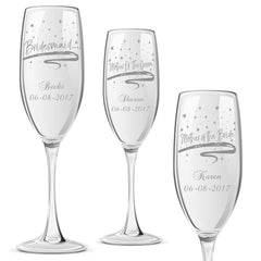 Personalised Champagne Glass Wedding Favour Gift Bridesmaid Maid Honour Star Design - ukgiftstoreonline