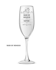Personalised Champagne Prosecco Glass Wedding Favour Gift Bridesmaid Maid Honour - ukgiftstoreonline