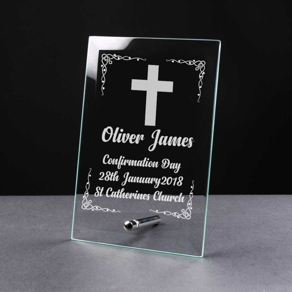 Personalised Confirmation Day Gift Keepsake Glass Plaque Gift - ukgiftstoreonline