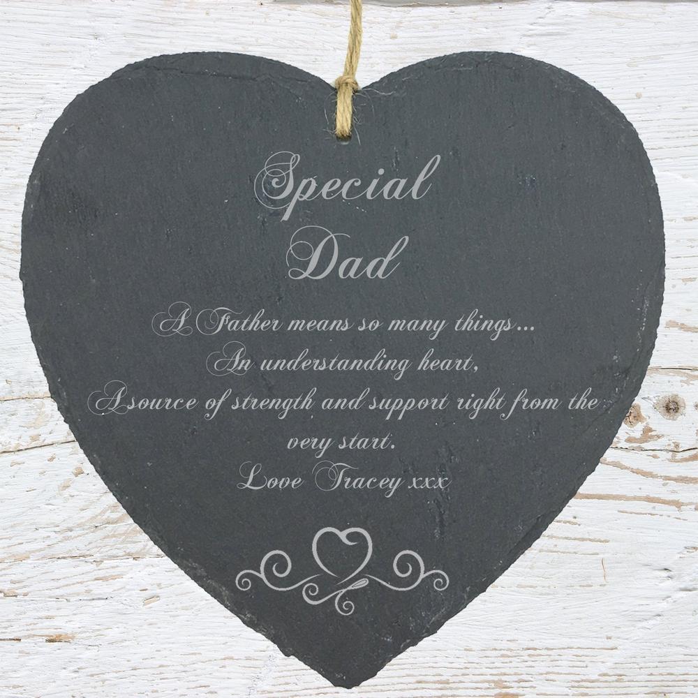Personalised Dad Gift Slate Plaque Heart Symbol - ukgiftstoreonline