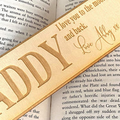 Personalised Daddy Gift Wooden Bookmark with Sentiment - ukgiftstoreonline